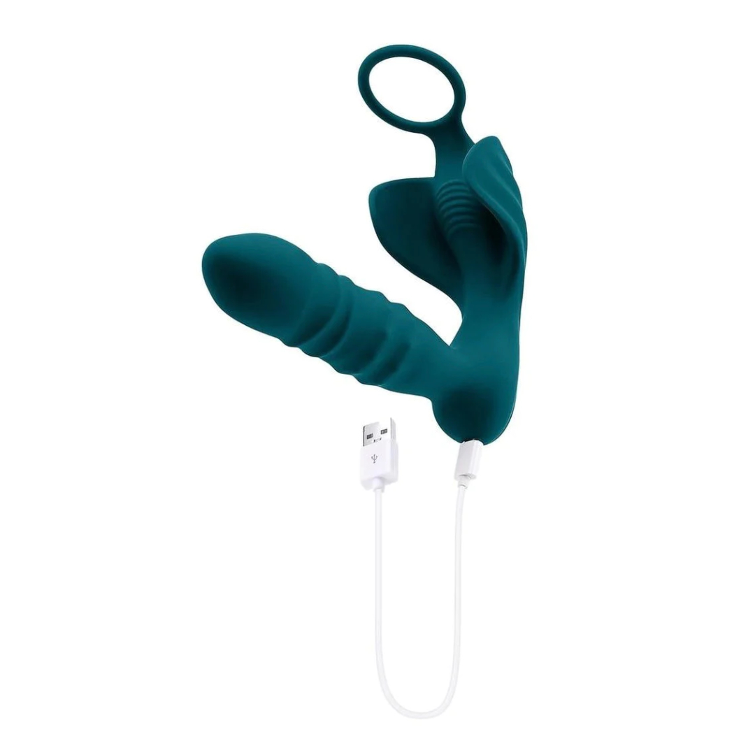 Inel Penis cu Buttplug si Vibratii 15 cm 3 Inel Penis cu Buttplug si Vibratii 15 cm