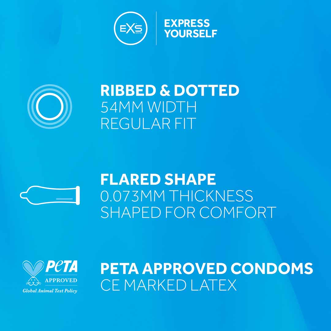 Prezervative EXS 3 in 1 cu Nervuri si Puncte 3 Prezervative EXS 3 in 1 cu Nervuri si Puncte