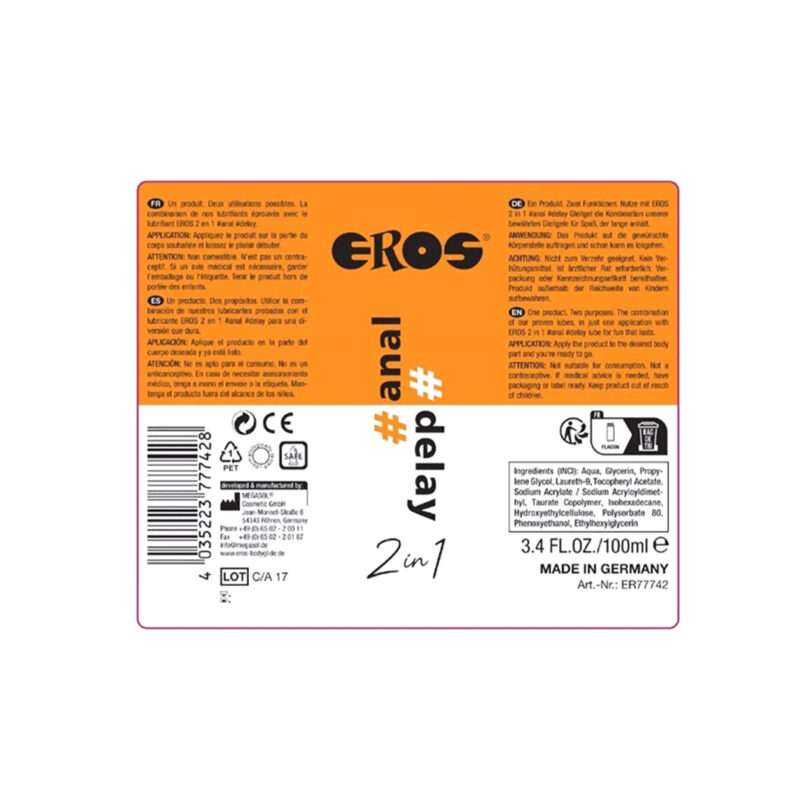 Lubrifiant 2 in 1 Eros Anal Delay 100ml